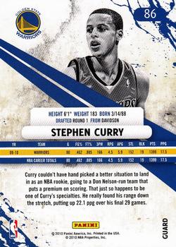 2010-11 Panini Rookies & Stars #86 Stephen Curry  Back
