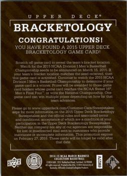 2014-15 Upper Deck NCAA March Madness - Bracketology #NNO Gonzaga Bulldogs Back