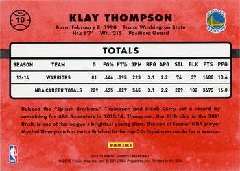 2014-15 Donruss - Press Proofs Purple #10 Klay Thompson Back