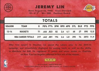 2014-15 Donruss - Swirlorama #101 Jeremy Lin Back