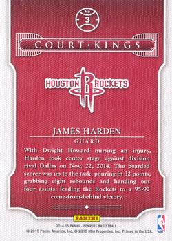 2014-15 Donruss - Court Kings Press Proofs Black #3 James Harden Back