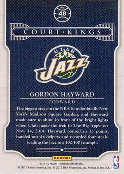 2014-15 Donruss - Court Kings Press Proofs Blue #48 Gordon Hayward Back