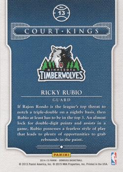 2014-15 Donruss - Court Kings Stat Line Career #13 Ricky Rubio Back