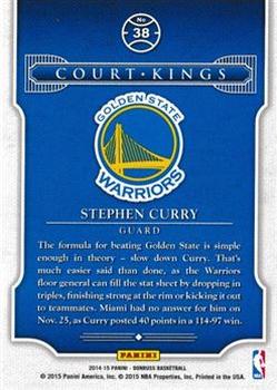 2014-15 Donruss - Court Kings Stat Line Career #38 Stephen Curry Back