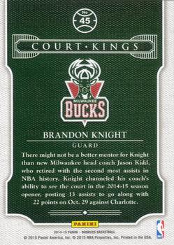 2014-15 Donruss - Court Kings Stat Line Season #45 Brandon Knight Back