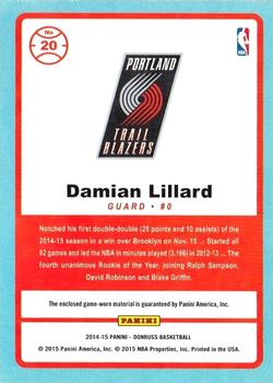 2014-15 Donruss - Game Threads Prime #20 Damian Lillard Back
