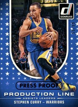 2014-15 Donruss - Production Line Assists Press Proofs Blue #6 Stephen Curry Front