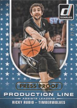 2014-15 Donruss - Production Line Assists Press Proofs Gold #5 Ricky Rubio Front