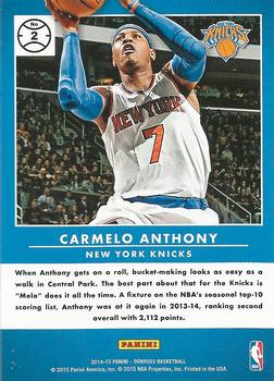 2014-15 Donruss - Production Line Scoring #2 Carmelo Anthony Back