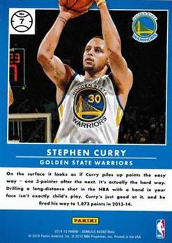 2014-15 Donruss - Production Line Scoring Stat Line Career #7 Stephen Curry Back