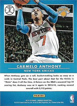 2014-15 Donruss - Production Line Scoring Swirlorama #2 Carmelo Anthony Back