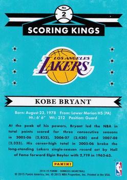 2014-15 Donruss - Scoring Kings Press Proofs Blue #2 Kobe Bryant Back