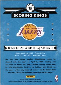 2014-15 Donruss - Scoring Kings Press Proofs Blue #15 Kareem Abdul-Jabbar Back