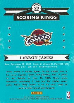 2014-15 Donruss - Scoring Kings Press Proofs Purple #20 LeBron James Back