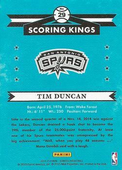 2014-15 Donruss - Scoring Kings Press Proofs Purple #29 Tim Duncan Back