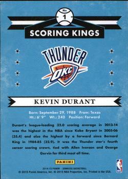 2014-15 Donruss - Scoring Kings Press Proofs Silver #1 Kevin Durant Back