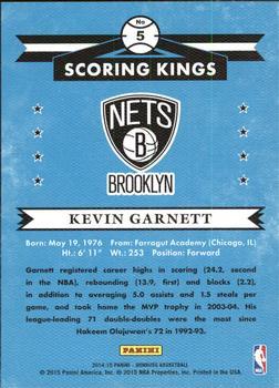 2014-15 Donruss - Scoring Kings Stat Line Season #5 Kevin Garnett Back