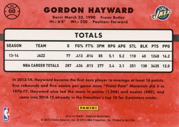 2014-15 Donruss - Stat Line Career #60 Gordon Hayward Back