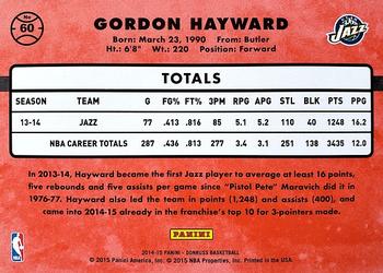 2014-15 Donruss - Stat Line Season #60 Gordon Hayward Back