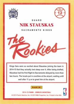2014-15 Donruss - The Rookies Swirlorama #12 Nik Stauskas Back