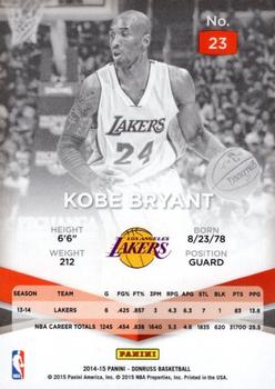 2014-15 Donruss - Elite Purple #23 Kobe Bryant Back