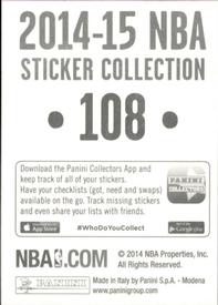 2014-15 Panini Stickers #108 David West Back