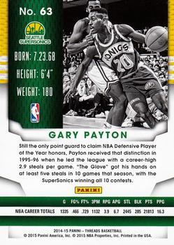2014-15 Panini Threads #63 Gary Payton Back