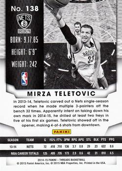 2014-15 Panini Threads #138 Mirza Teletovic Back
