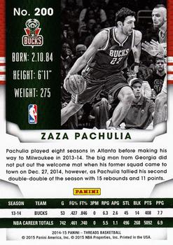 2014-15 Panini Threads #200 Zaza Pachulia Back