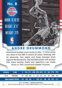 2014-15 Panini Threads #8 Andre Drummond Back