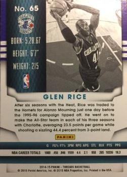 2014-15 Panini Threads #65 Glen Rice Back