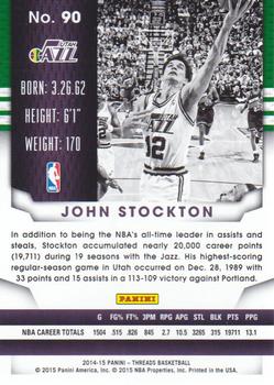 2014-15 Panini Threads #90 John Stockton Back