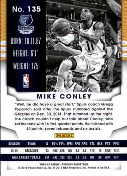 2014-15 Panini Threads #135 Mike Conley Back