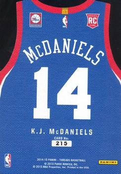 2014-15 Panini Threads #215 K.J. McDaniels Back