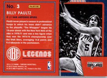 2014-15 Panini Threads - ABA Legends #3 Billy Paultz Back