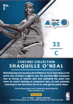 2014-15 Panini Threads - Century Collection Materials #2 Shaquille O'Neal Back