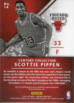 2014-15 Panini Threads - Century Collection Materials #14 Scottie Pippen Back