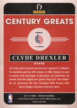 2014-15 Panini Threads - Century Greats #17 Clyde Drexler Back