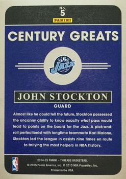 2014-15 Panini Threads - Century Greats Century Proof Gold #5 John Stockton Back