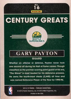 2014-15 Panini Threads - Century Greats Century Proof Gold #16 Gary Payton Back