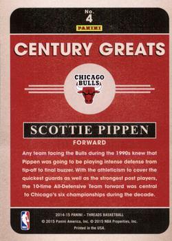2014-15 Panini Threads - Century Greats Century Proof Red #4 Scottie Pippen Back