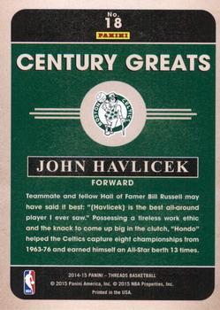 2014-15 Panini Threads - Century Greats Century Proof Red #18 John Havlicek Back