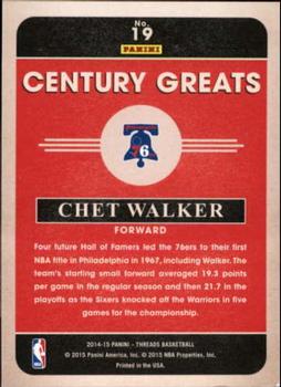 2014-15 Panini Threads - Century Greats Century Proof Red #19 Chet Walker Back