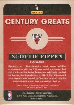 2014-15 Panini Threads - Century Greats Threads #4 Scottie Pippen Back