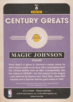 2014-15 Panini Threads - Century Greats Threads #6 Magic Johnson Back