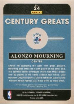2014-15 Panini Threads - Century Greats Threads #24 Alonzo Mourning Back