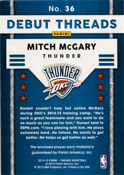 2014-15 Panini Threads - Debut Threads #36 Mitch McGary Back