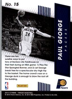 2014-15 Panini Threads - High Flyers #15 Paul George Back