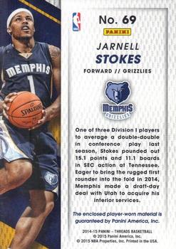 2014-15 Panini Threads - Rookie Threads #3 Jarnell Stokes Back