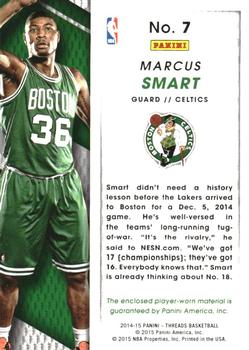 2014-15 Panini Threads - Rookie Threads #7 Marcus Smart Back